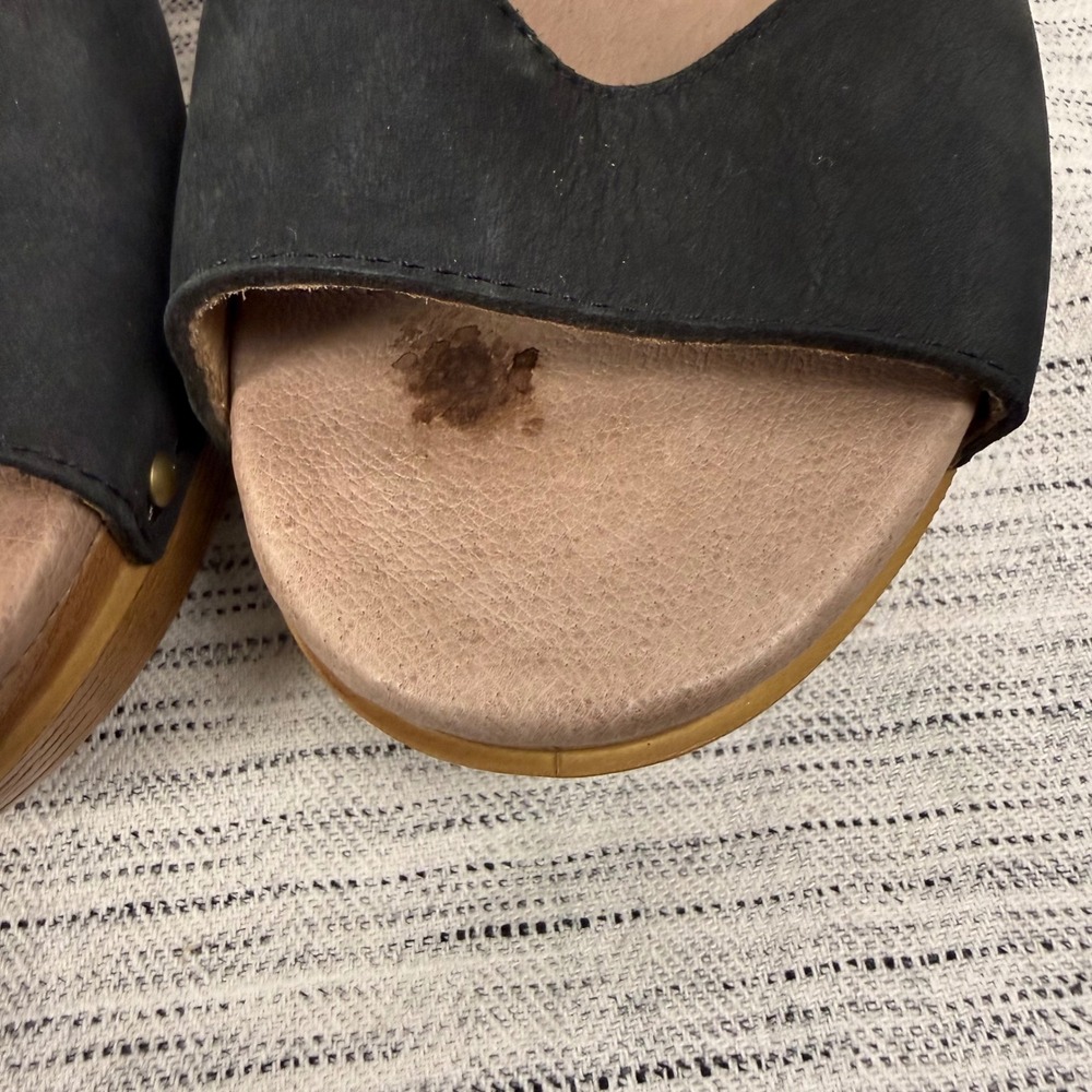 Dansko Ramona Black Suede Platform Heel Size 39 Studded Slip On Sandal Comfort - Picture 7 of 10